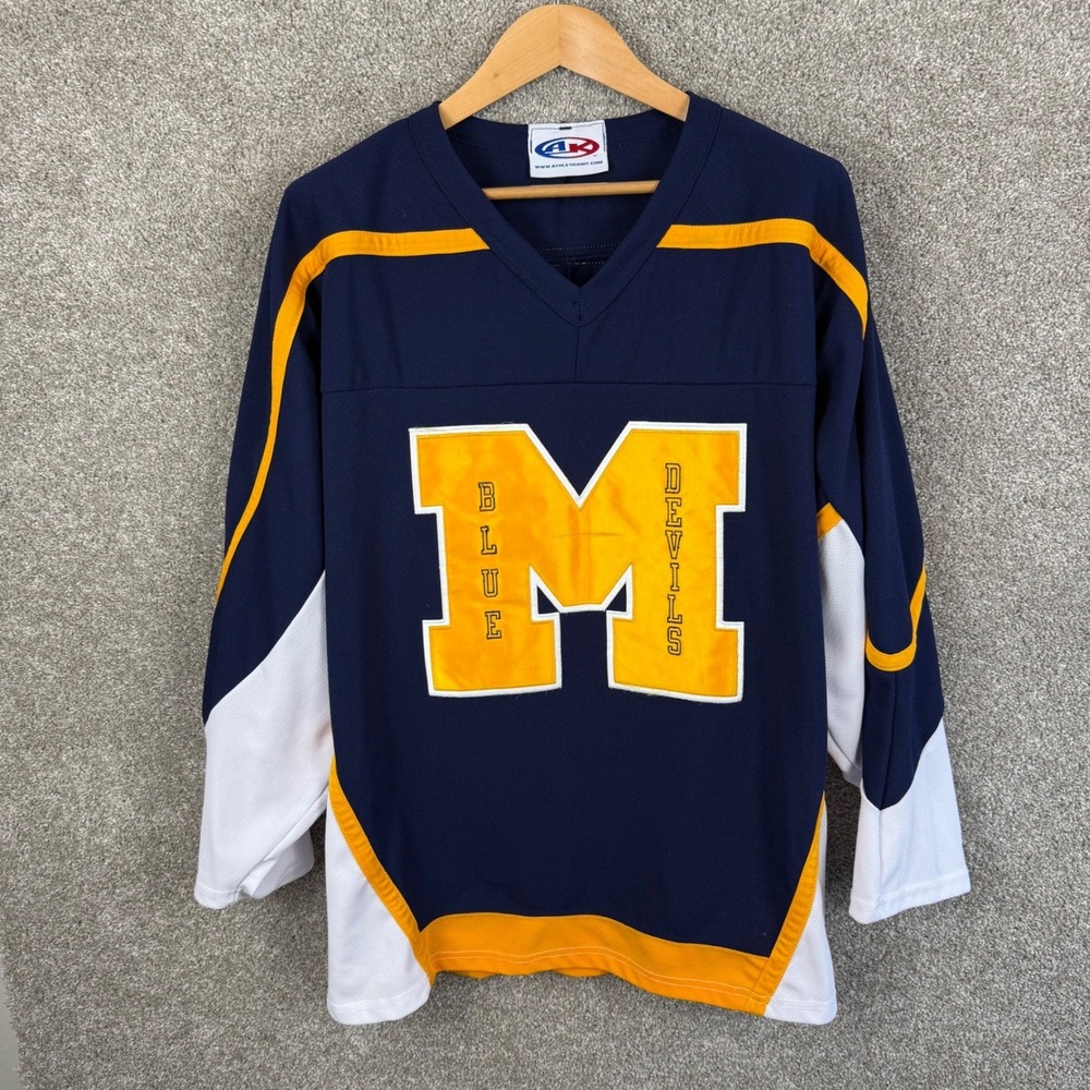 Athletic Knit Blue Devils Hockey‎ Jersey #17 Navy Blue Gold Mens XL